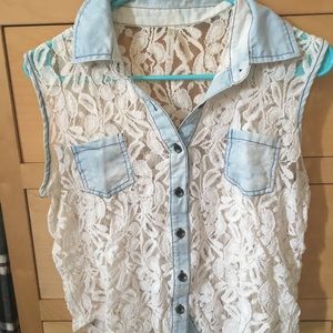 Lace Button Down Blouse